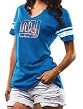 新しいYork Giants Deep Royal Heather /ホワイト女性用Go For 2つNotch Neck Tee by Majestic Small