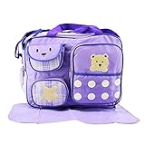 Perfk マザーズバッグ　ママ旅行用バッグ　ベビーおむつバッグ　ベビーカーバッグ　大容量　出産お祝い　出産準備　多機能　全3色 - 紫の