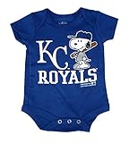 Kansas City Royalsスヌーピーat Bat Infantサイズ3 – 6ヶ月Onesie /ボディスーツ – ロイヤルブルークリーパー