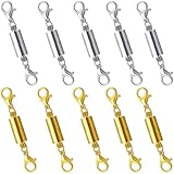 JUJUGO ネックレス 留め具 マグネット留め具 10個セット 金具 エンドパーツ ジュエリー用 延長用金具 簡単装着 磁気クラスプ DIY用(シルバー・ゴールド)