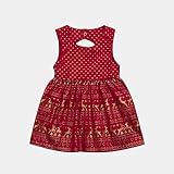 ファッションかわいい赤ちゃんの女の子幼児キッズドット幸運な太陽鹿印刷ジップノースリーブドレス服王女のドレスコットンブレンド材料スーツ12ヶ月 - 3歳の赤ちゃん (110, 赤)