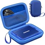 Lacdo ハードキャリングケース Samsung T7 / T7 Touch ポータブル SSD 用, 外付けソリッドステートドライブ 500GB 1TB 2TB 4TB USB 3.2 Gen 2 ハード EVA 耐衝撃ストレージ トラベルバッグ、ブルー
