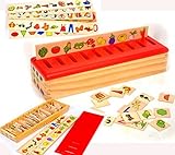 Wooden Sorting Box with Sorting Lid - 99 pieces- 8 Categories Total 80 Objects-Eductional and Fun