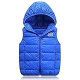 InitialG【イニシャルジー】キッズ ダウンベスト ダウンジャケット トップス 無地 フード付き 男女兼用 021-xzh-1591(130 ライトブルー )