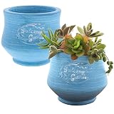 スリーキューブ 植木鉢、テラコッタ 暮らし良い品 テラコッタ 植木鉢 ラウンドカーブポット S お買い得 59888 ブルー 奥行9×高さ10×幅10cm 2個セット