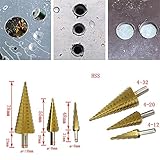 amsky 2018メトリックスパイラルフルートPagoda形状穴カッター4 – 12 / 20 / 32 mm円錐ドリルビットHSS鋼ステップシャープ L