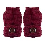 (サンライン)Sun Line 秋冬 韓国風 新作 半指のつまみのボタン毛糸女手袋 グローブ 手ぶくろ　 冬 保温 暖かい 厚手 ふわふわ　　 (ワインレッド)