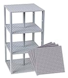Premium Light Gray Stackable Base Plates - 4 Pack 6" x 6" Baseplate Bundle with 30 Light Gray Bonus 