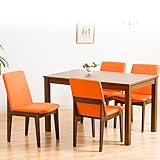 【ダイニングセット 4人用】北欧スタイル 4人用ダイニングテーブルセット 天然突板テーブル 優しい風合いのファブリック・ダイニングチェア クッション性 すべり止め付き おしゃれ 張り地：ブラウン 色：ブラウン