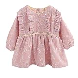 ベビー服　女の子　ベビー　ワンピース　ドレス　70　長袖　秋　花柄　綿100　ピンク　結婚式　祝い着　普段着　シンプル　プリンセス　かわいい　おしゃれ [並行輸入品]