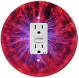 Rikki Knight RND-GFISINGLE-112 Plasma Ball Round Single GFI Light Switch Plate, Red/Purple [並行輸入品]