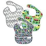 Bumkins(バンキンス) 　スーパービブ（食事用防水ビブ） 6~24ヶ月 3枚組　ボーイセット (トラフィック・オンザゴー・グレーシェブロン) [並行輸入品]