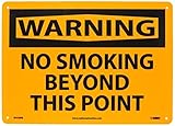 NMC W458RB OSHA Sign Legend WARNING - NO SMOKING BEYOND THIS POINT 14 Length x 10 Height Rigid Plast