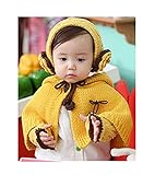 ニット帽子&マフラー セット耳まであったかキャップ ベビー キッズ 子供用 ニットキャップかわいい 赤ちゃんニット帽誕生日 出産祝い 記念写真の衣装にベビー 防寒帽子 (イエロー)