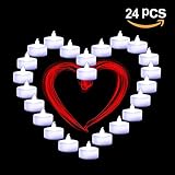 LED Tea Lights Flameless無香Votive Candlesクールホワイト電池式ウェディングパーティー用インドアホームインテリア24パック