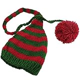 【ノーブランド品】かわいい　新生児　キッズ　手編み　ニット　かぎ針編み　キャップ　ロングテール　写真撮影　帽子　ボンボン付