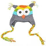 Housweety多色カラー ふくろう デザイン！ ベビー 耳付き ニットキャップ ニット帽 防寒帽　女の子 男の子 赤ちゃん キッズ ニット 冬帽子 子供服 （3ヶ月～4歳）オレンジ