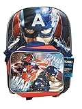 Marvel Little Boys Captain America Backpack with Lunch Kit, Red, One Size [並行輸入品]