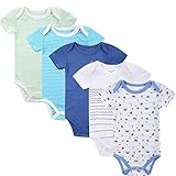 ベビー服　子供服　カバーオール　ロンパース　赤ちゃん　5枚　5点セット　半袖　綿　柔らかい　男の子　女の子　0-1歳に設定　出産祝い (4-6ヶ月)