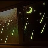 Ideemoor 暗闇で光る 流れ星 月ステッカー 蛍光壁アート はがせるビニール キッズ 子供部屋 壁デカール 壁画デコ ３シート