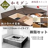 樹脂畳ユニット[bセット] ・ハイタイプ・(90cm×2台PP-H90,180cm×2台PP-H180) PP-b-hi　2色有　セットがお得！特別 特価 樹脂　和モダン　収納 ボックス (ブラウン)