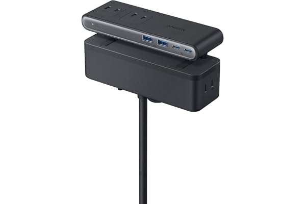 Anker Nano Power Strip (10-in-1, 70W, クランプ式) 電源タップ usb付き コンセントタップ AC差込口 6口 USB-C 2ポート USB-A 2ポート 延長コード 1.5m【PSE技術基準適合/雷ガード】
