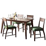 ウォールナット材天然木ダイニング5点セット グリーン