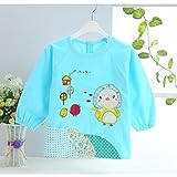 幼児 子供 エプロン ベビー 長袖 エプロン 防水 食事用 お絵かき用 泥遊び用 入園 保育園用 ベア 1歳-1.5歳 Green
