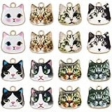SUNNYCLUE　猫の花　48個8種　猫　チャーム　ネコ　チャーム　桜　チャーム　エナメル　かわいい　ねこ　パーツ　ネコの頭　ピアス　ねこ　イヤリング　はわいい　ネックレス　ねこ　ブレスレット　 ネコ　さくら　キーホルダー　メタルパーツ　可愛い　招き猫　ヴィンテージ　アンチック　エナメル　合金　チャームパーツ　アクセサリー　基礎パーツ　ジュエリー作り　レディース　デコキット　クラフト手芸　手作りハンドメイド　キット　DIY飾り物