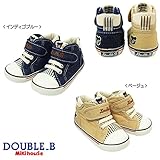 mikihouse Double_B(ミキハウスダブルB)ストライプがちらり！セカンドベビーシューズ １４cm,インディゴブルー（33）