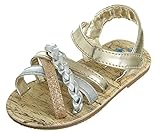 C-Princess 可愛い 子供靴　ベビー シューズ 赤ちゃん サンダル 真夏靴 歩行靴 マジック留め 女の子 幼児 滑り止め 出産祝い カジュアル (12cm, Bゴールド)