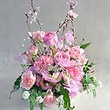 ほんまもん屋 桜 ラナンキュラス ガーベラ バラ コデマリ 春の満開 フラワーアレンジメント Sサイズ