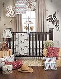 Sweet Potato Happy Trails Quilt, Emblem Print Sheet and Crib Skirt, Brown/Cream/Blue by Sweet Potato