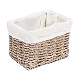 小さな長方形ウィッカーストレージバスケットコットン裏地