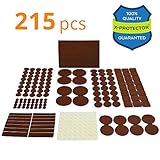 x-protectorプレミアムパック家具パッド215個。フェルトパッド家具フィートすべてサイズ+ 64ゴムバンパーパッド。Protect Your Hardwood &家具with Best木製床プ