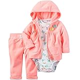 カーターズ（Carter's）女の子用ネオンピーチパイル地蝶フード付きジャケットxコーデパンツお出かけ用上下3点セット (18months(78-83cm)) [並行輸入品]