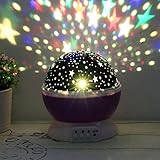 bathwa LED夜間照明ランプ、スタープロジェクターランプwith USBケーブル、360度回転、ベッドルームライトfor Children /ベビー/キッズ寝室/クリスマスギフト