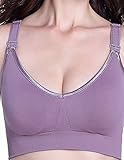 Burvogue 産前 産後 妊婦 マタニティ 授乳 ブラジャー 下着 クロスタイプ (XL, 紫の)