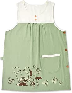 Amazon くまのがっこう 保育士 エプロン 北欧 キャラクター おしゃれ かわいい 介護士 割烹着 前掛け マルチお掃除クロス 付 くまのがっこう グリーン セントレディス St Lady S スポーツ アウトドア