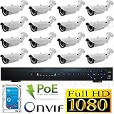 USG Business Grade Sixteen (16) Camera 1080P HD IP CCTV Kit: 1x 24 Channel NVR + 16x 1080P 2.8-12mm 
