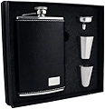 (240ml) - Visol"Max" Black Leatherette Flask Gift Set, 240ml