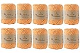 原ウール 毛糸 チャティコットン 中細 20g(約48m) 綿100% 10玉セット 6.オレンジ