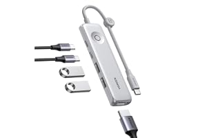 UGREEN usb c ハブ 5in1 39g超軽量 HDMI出力 4K60Hz 10Gbps転送 ワンタッチ画面オフ機能付き+ケーブル収納設計 | USB-C3.2+HDMI+USB-A2.0*2+PD100W MacBook Pro/Air i