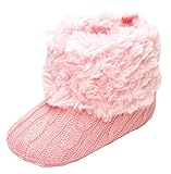 Ziweibaケーブル柄 手編み風 ベビー赤ちゃん スノーブーツ キッズ 暖か カジュアル ムートン ブーツ 可愛い つま先 ゆったり ボーイ ガール 秋冬春用 靴 (インソール12cm, Cピンク)