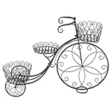 IAIZI ヴィンテージ鍛造自転車フラワースタンド、3ポットフラワースタンド棚店の窓ホームデコレーションディスプレイスタンド