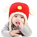 MIOIM® ニット帽子 ベビー 赤ちゃん 耳付き 犬 防寒 秋冬 ニット 耳をかぶる ふわふわ 編み込み 多色選択 無地 純色 厚手