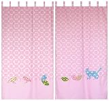 Taftan Inke and Taftan Curtain 145 x 280cm with Loops (Pink Birds) by Taftan
