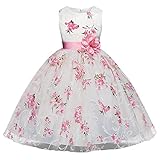 MyMei ワンピース ドレス スカート 子供服 ガールズウェア カジュアル 春夏ウェア 入学式 結婚式 花柄 袖なし 伸縮性 通気性 吸汗 (110)