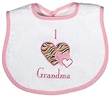 Dee Givens & Co-Raindrops A74535 I love Grandma Appliqued Small Bib - Pink