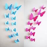 Simoshaw 24 pcs 3D Butterfly Stickers Random Mixed Packing DIY Removable 3D Vivid Special Man-made L